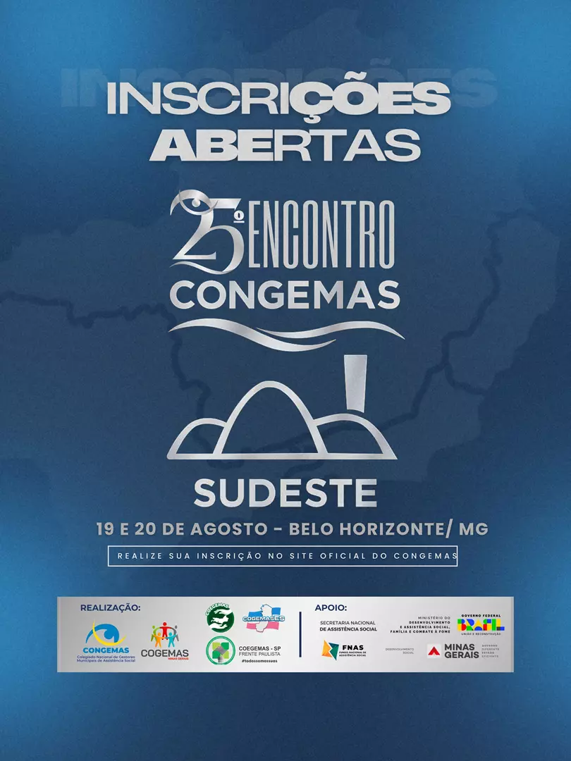INSCRIÇÕES ABERTAS  25º ENCONTRO REGIONAL CONGEMAS - SUDESTE
